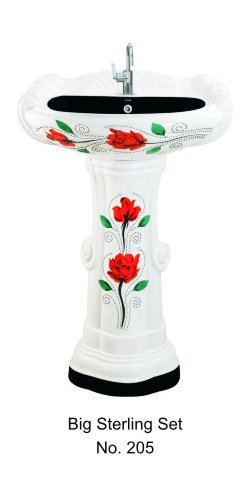 Red Pedestal Printed Basin 
