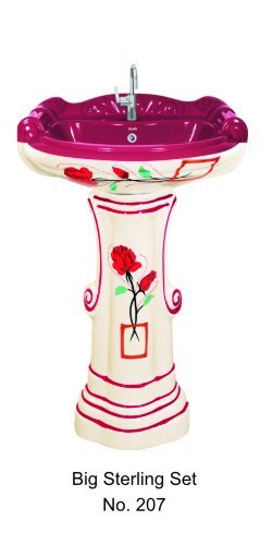 पिंक सिरेमिक प्रिंटेड बेसिन