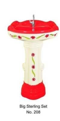 Red Round Pedestal Wash Basin