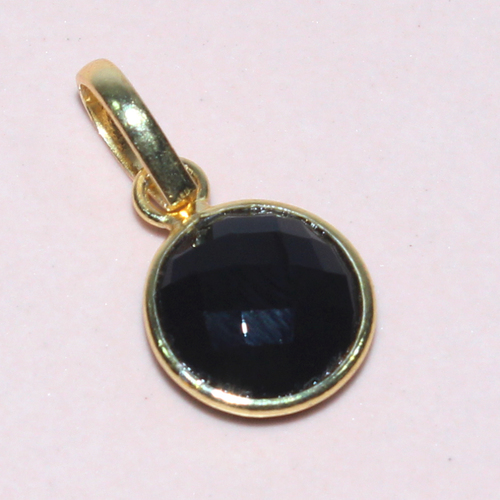 काले ओनिक्स गोल 925 स्टर्लिंग चांदी का पेंडेंट