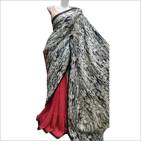 डिजाइनर tussar प्रिंटेड साड़ी