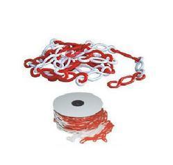 Chain - Plastic Material, 3 Inch Size, Red & White Color - Lightweight Manual Warning Signal for No Parking and Men at Work Safety
