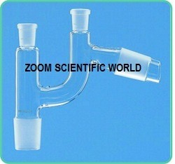 Claisen Head Sloping With 2 x B-14 Sockets - Glass Material, Cone Sizes: B-14, B-19, B-24, B-34, Transparent Color | Laboratory Usage