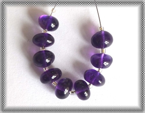 Amethyst - Natural Amethyst 7-7.5mm Rondelle Beads, 18 Cts, Vibrant Purple, 9 Pieces