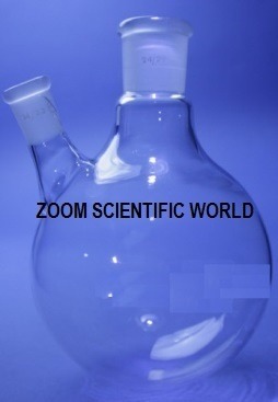 Round Bottom Flask Two Necks, At Angle Or Parallel - Glass, 250 ml to 2000 ml Capacity, Transparent | Laboratory Use, Multiple Socket Configurations
