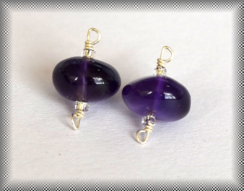 Amethyst - 925 Sterling Silver Connector Loop, 8mm Rondelle Beads, 5 Cts, Elegant Durable Design