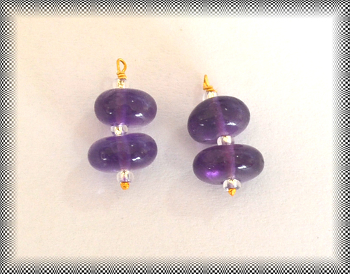 Amethyst - .925 Sterling Silver 7-8.5 mm Pair, Rondelle Gemstone Beads