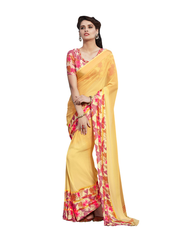 Brocade Georgette Printed Sarees