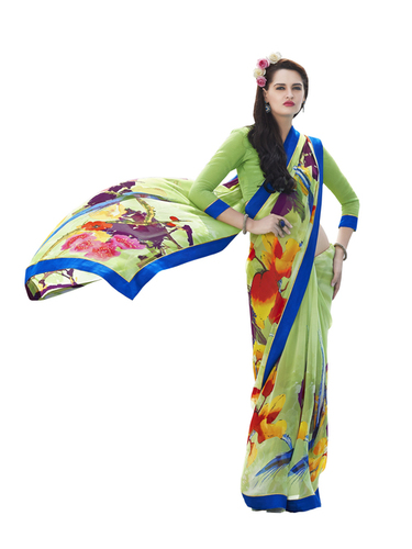 Brocade Georgette Printed Sarees