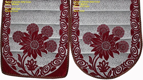 Rangoli Chenille Sofa Cover - 100% Polyester, Single Seater 69x59x1 Cm, 3 Seater 69x177x1 Cm, Maroon Color, Machine Made, Printed Pattern, Neat Stitching, Color Fastness