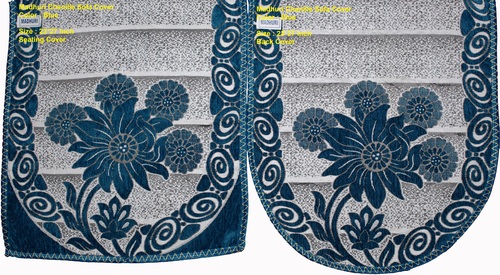 RANGOLI - Polyester Cotton Chenille Sofa Cover: Single Seater (69x59x1cm), 3 Seater (69x177x1cm), Blue, Printed Pattern, Machine Made