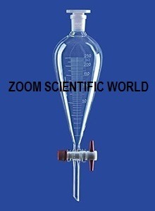 Separating Funnels With Sitopcock, Interchangeable Stopper, Conical/Pear Shape With Plain Stem - Glass Material, 350ml to 2000ml Capacity, Transparent Design | Ideal for Chemical Laboratory Use