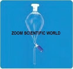 Separating Funnels With Screw Type, P.T.F.E. Key Rotaflow - Glass, Conical/Pear Shape, Transparent | Chemical Laboratory Use, Interchangeable Stopper