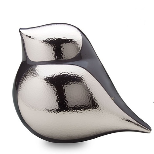 Silver & Black Brass Keepsake Urn - Bird