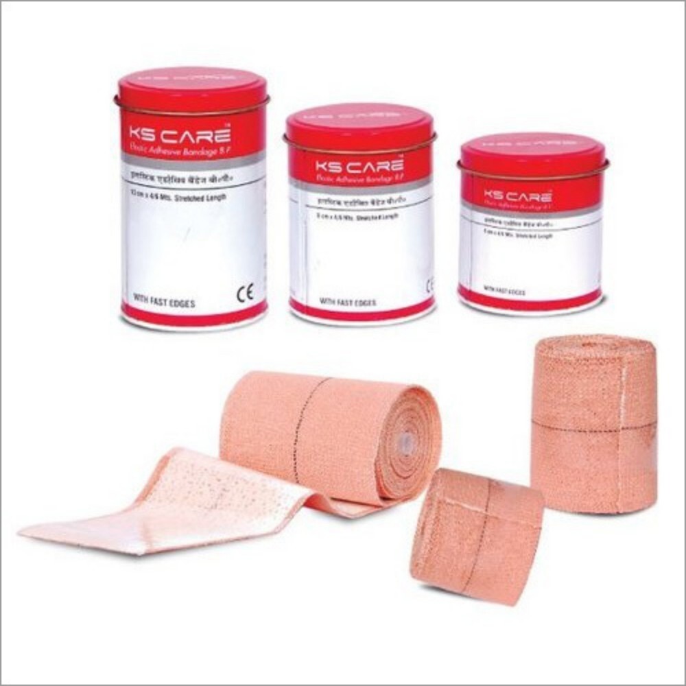 Elastic Adhesive Bandage (Fast Edges) - 10cm x 4/6 Mtr Stretched Length, Thick Fabric with 20% Zinc Oxide, Supports Muscle Movement