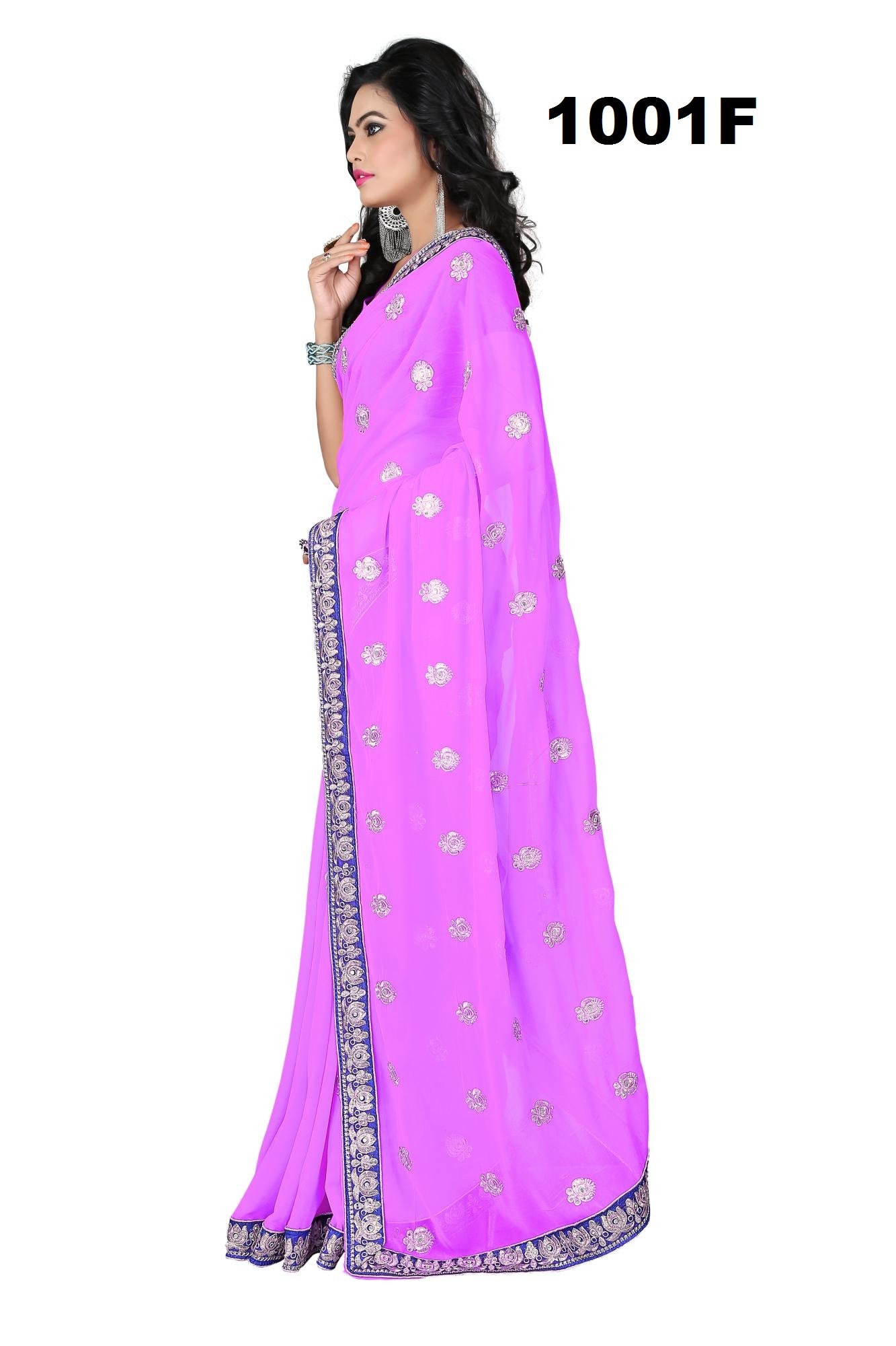 Embroidered Sarees - Georgette Fabric, Saree Length: 5.5m, Blouse Length: 0.8m, Color: Pink | Elegant Design, Intricate Embroidery, Party Wear, Soft Georgette