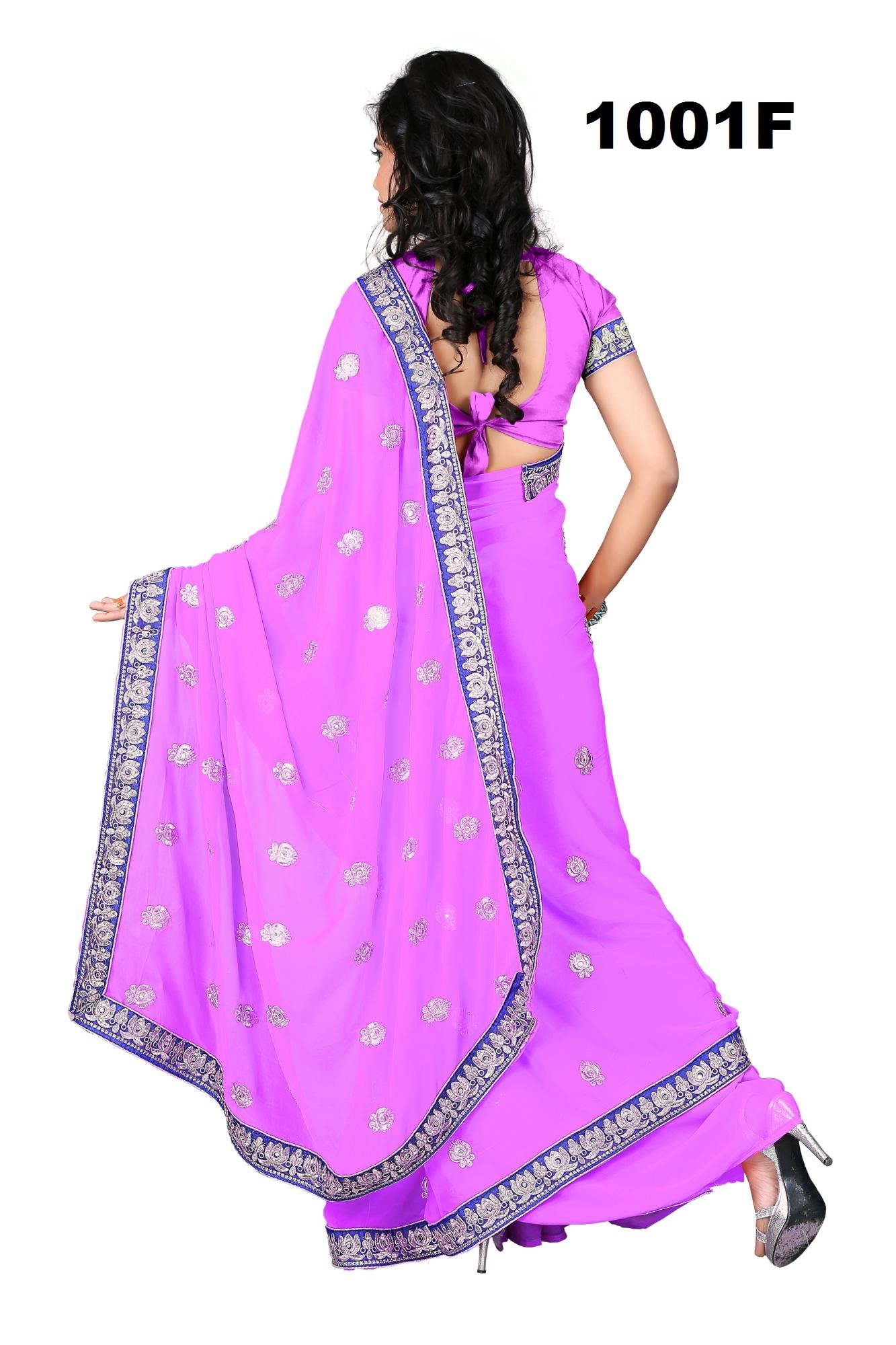 Embroidered Sarees - Georgette Fabric, Saree Length: 5.5m, Blouse Length: 0.8m, Color: Pink | Elegant Design, Intricate Embroidery, Party Wear, Soft Georgette