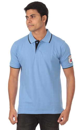 सलिड पोलो टी-शर्ट हल्का नीला