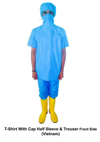 कैप हाफ स्लीव और ट्राउजर के साथ टी-शर्ट