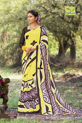 Yellow Beautiful Printed Saree