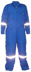 Flame-Resistant Coverall - 100% Cotton, Size 36-38, 40-42, Blue | High Protective Collar, Front Zip Closure with Storm Flap, 3M Retroreflective Tape, Multiple Pockets, Bar-Tacked Stress Points