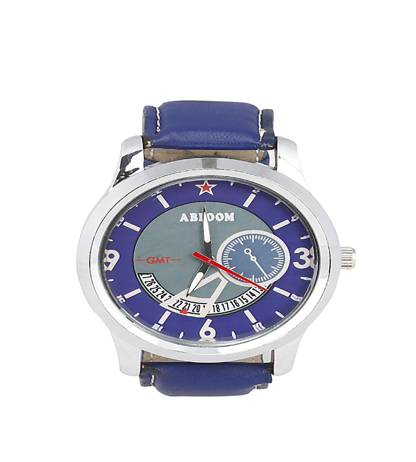 Men Wrist Watch - Synthetic Material, Free Size, Black Band Color, Round Shape | Classy Strap, Non-toxic, Comfortable, Low Maintenance