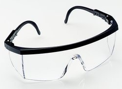 1710in With Clear Lens Hardcoat With Adjustable Temples - Polycarbonate Material, 9 x 35 cm Size, Black Color, 4 x 3 x 5 cm Dimensions | ANSI Approved, Uncoated Lens, Male Gender