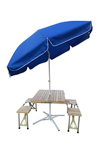 Cafeteria Wooden Table With 8' Umbrella