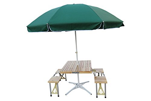 Cafeteria Wooden Table With 8' Umbrella