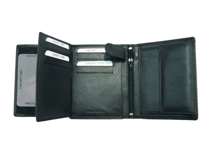 Gent Wallet - Genuine Leather, 4x3 Inches, Black | 6-8 Card Slots, Cash Compartment, Durable, Compact Design