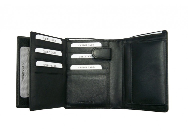 Gent Wallet - Genuine Leather, 110x90mm, Black | Rfid Blocking, 6-8 Card Slots, Compact Design, Cash Compartment