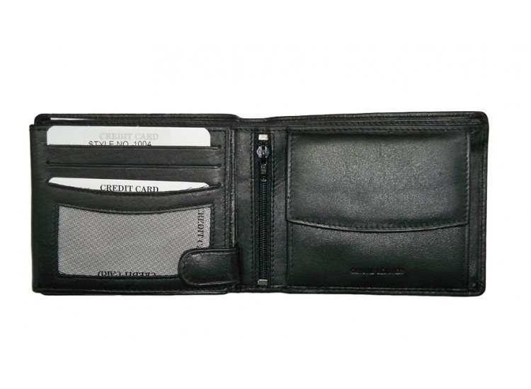 Gent Wallet - Genuine Leather, 110x90x20 Mm, Black | Slim Design, Snap Closure, 6-8 Card Slots, Cash Compartment