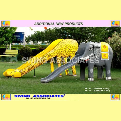 Elephant Slide - Plastic And Metal Construction , Outdoor Playground For Ages 3-5 with Easy Installation Guidelines