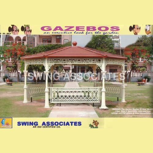 रेड एंड व्हाइट आउटडोर गार्डन गज़ेबो