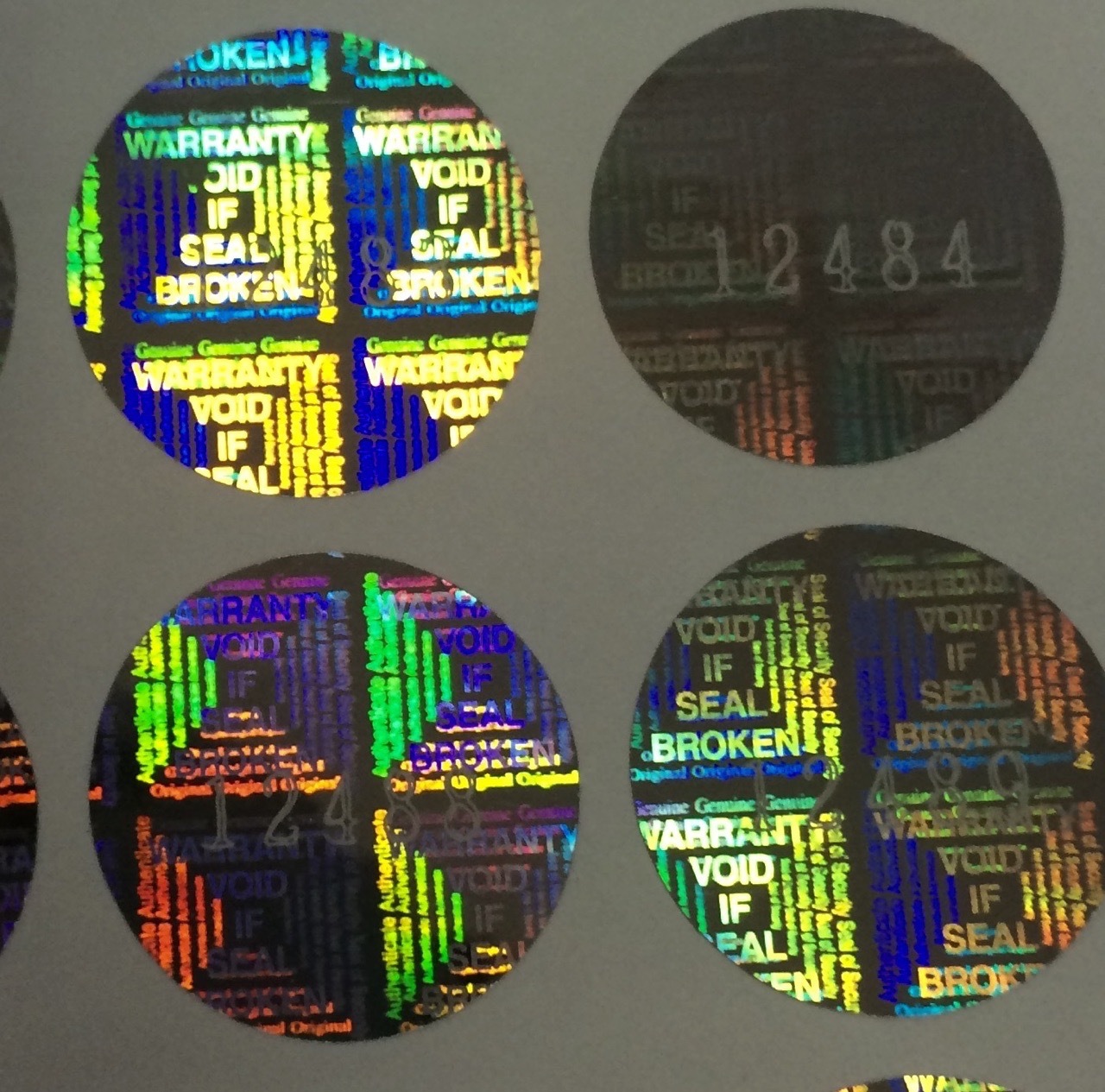 Holographic Warranty Labels With Custom Logo