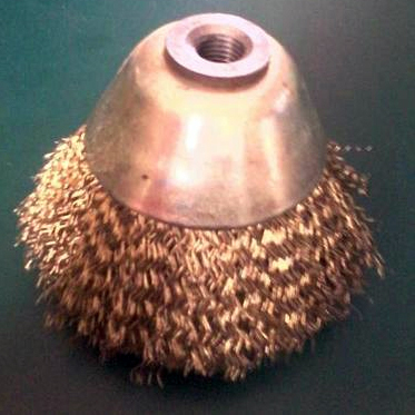 Cup Type Brush - Brass Material, Round Shape, Golden Bristles | Industrial Grade, Customizable Specifications