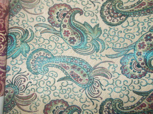 Stylish Jacquard Fabric - 1524mm Width, Cream and Sky Blue Colors | Lightweight and Washable for Garment Use