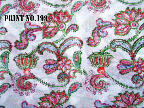5 यार्ड हैंड ब्लॉक प्रिंट 100% कॉटन फैब्रिक व्हाइट बेस्ड फ्लोरल जाल डिजाइन