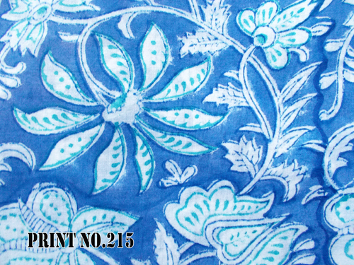 100% कॉटन फ़ैब्रिक बड़ा नीला फ्लोरल डिज़ाइन