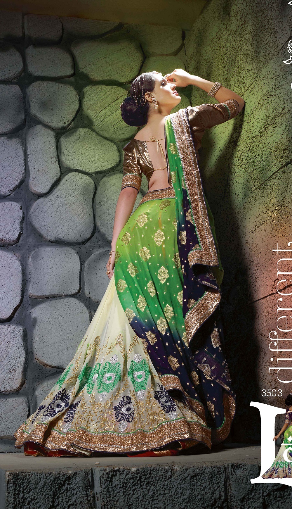 Fancy Designer Stylish Multi Embroidered With Heavy Border Saree - Viscose Pallu, Georgette Body, 5.50 Meter Length, Green & White Color | Bollywood Style, Multi Embroidered For All Seasons