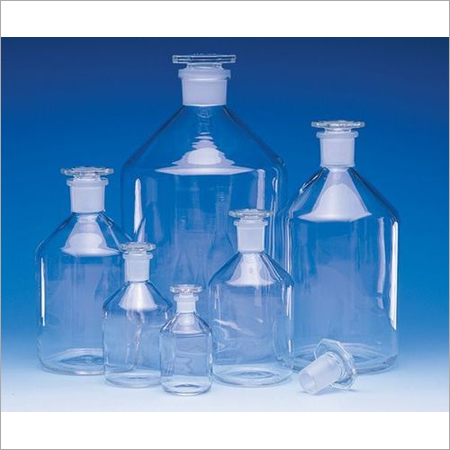 Reagent Bottle Narrow Mouth With Flat Head Glass Stopper - Clear