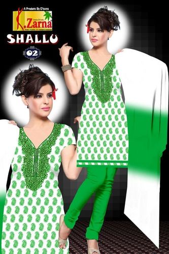 ग्रीन एंड व्हाइट कॉटन प्रिंट