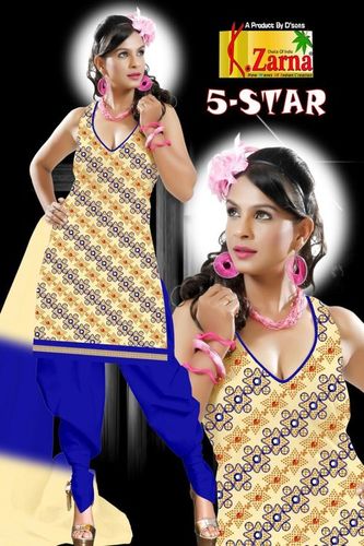 नीला और मिक्स कॉटन प्रिंट वाला सलवार सूट