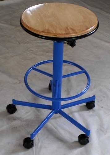 Revolving Lab Stool with Wooden Top