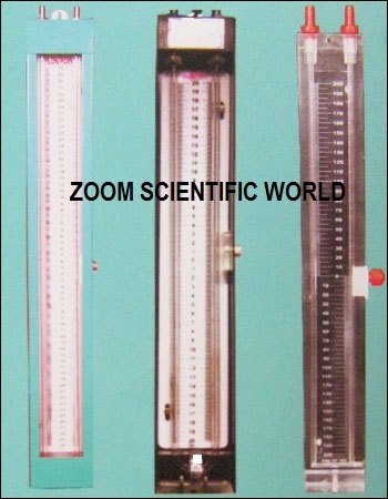Manometer 'U' Tube - Acrylic and Glass-Tube, Size 270x65x12mm | Transparent Color, Scale Options: 150-0-150mm, 300-0-300mm, 500-0-500mm