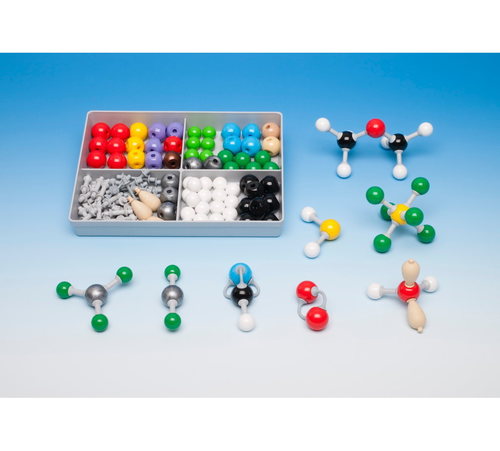 Atomic Model Set - Plastic, 60 Moulded Balls in 3 Sizes (12mm, 18mm, 25mm) | Multi-Color, 25 Valency Bond Lugs, Perfect for School Laboratories