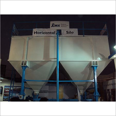 Grey And Blue 50 Ton Capacity Horizontal Silo