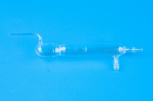 Filter Pump - Borosilicate Glass, O.D. 25mm with Top Feed Tube, Side Suction Tube and Lower Drain Tube | Transparent for Chemical Laboratory Use