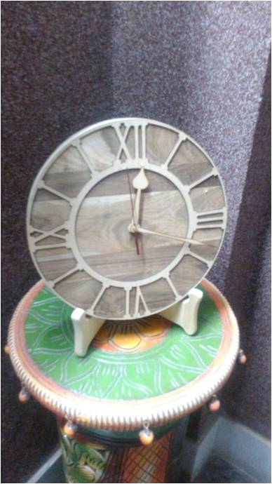 Wooden Wall Clock - Teak Wood, 350x350x25mm, Natural Brown | Stylish Design, Durable Material, Accurate Timekeeping, Eco-friendly, Rustic Charm