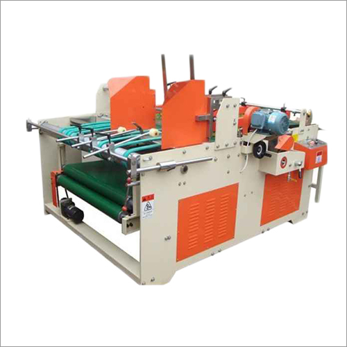 Semi Auto Flap Gluing Machine - Steel Construction, Orange Color, 220-440 Voltage | High Efficiency, Environmental Friendly, Semi Automatic Cutting Function